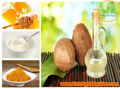 Cách chăm sóc da mặt từ mặt nạ tinh bột nghệ và dầu dừa